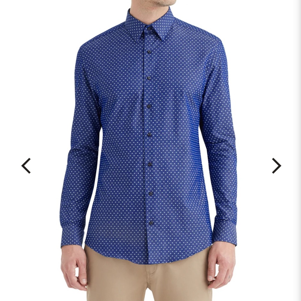 Ben Sherman tailored slim fit dress shirt floral on navy size 16 1/2